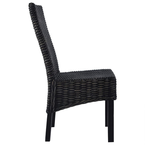 Swen Studio -  Dining Chairs 6 pcs Black Kubu Rattan and Mango Wood